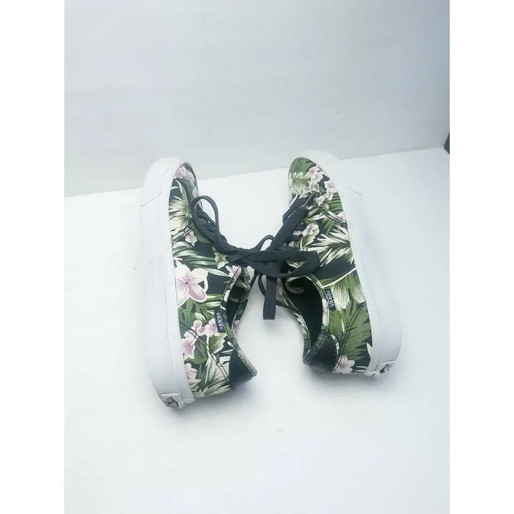 Vans Atwood Skate Shoes Floral Flowers Womens Sz 8.5 Green Black Lavender